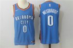 NBA 0 Westbrook OKC Thunder 2017-18 Season Maillot bleu